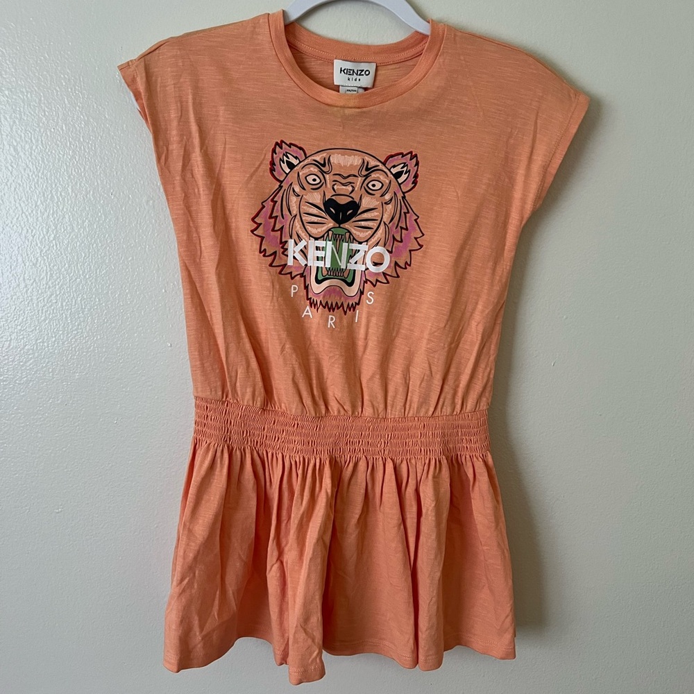 Kenzo Kids Tiger Head-motif organic-cotton dress